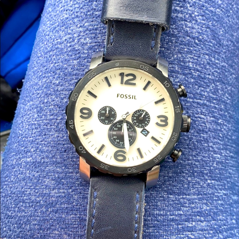 Fossil Black with Blue Band Watch